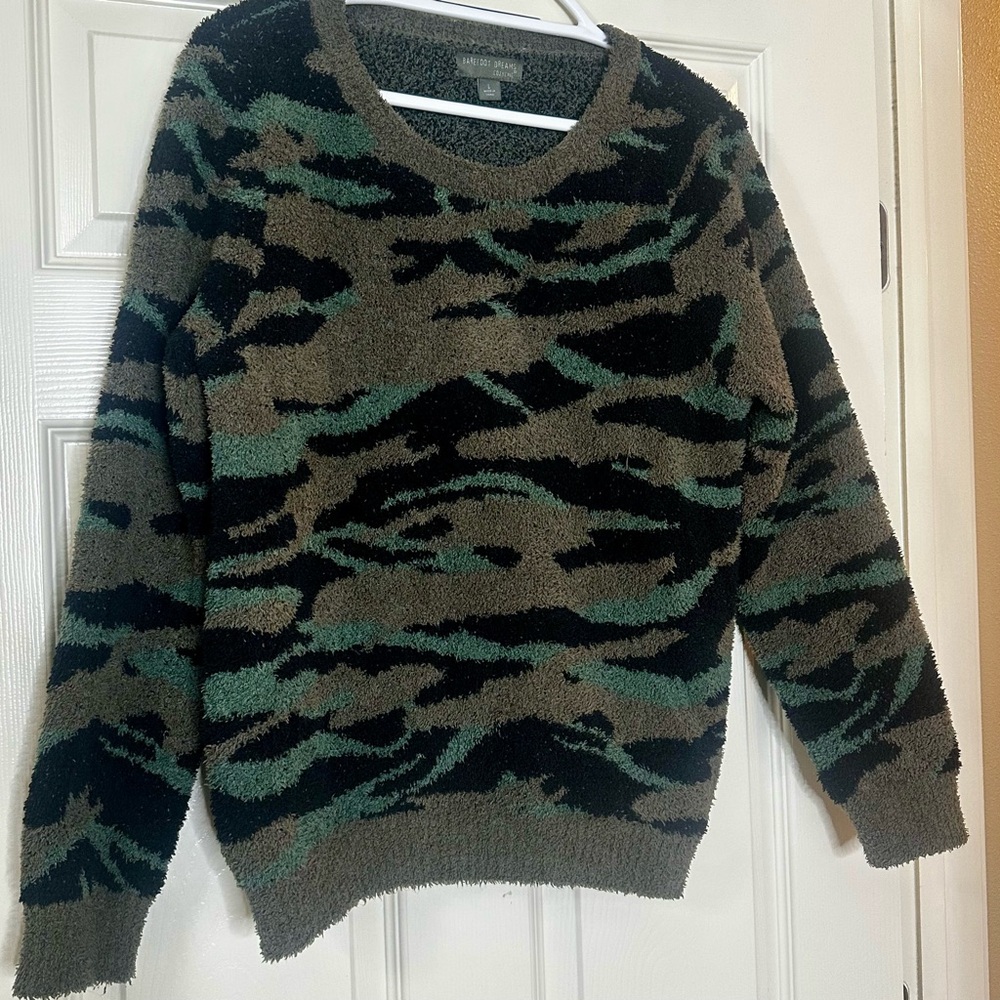 Barefoot Dreams Women's Camo Crewneck Sweater - Green/Black/Brown